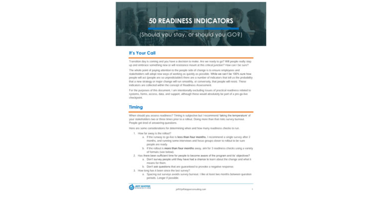 Assessing Readiness: 50 Indicators